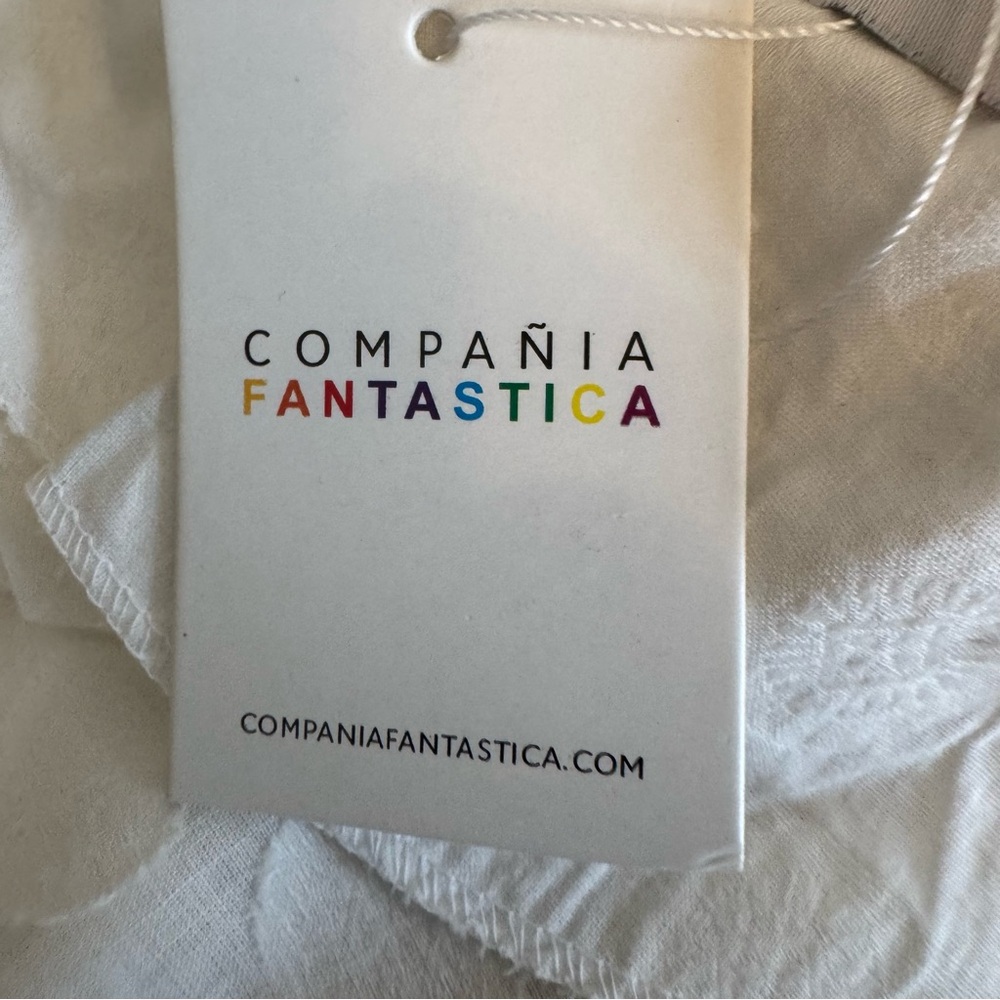 Compañia Fantastica White Cotton NWT Ruffled Blouse Feminine Office 0060 - Picture 12 of 13